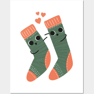 Cute Lovely Christmas Socks in Love Posters and Art